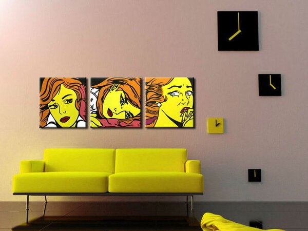 Kézzel festett POP Art festmény LICHTENSTEIN 3 darab li7