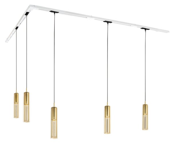 Modern sínrendszer 5 arany függőlámpa foglalattal, 1 fázisú - Iconic Lloyd