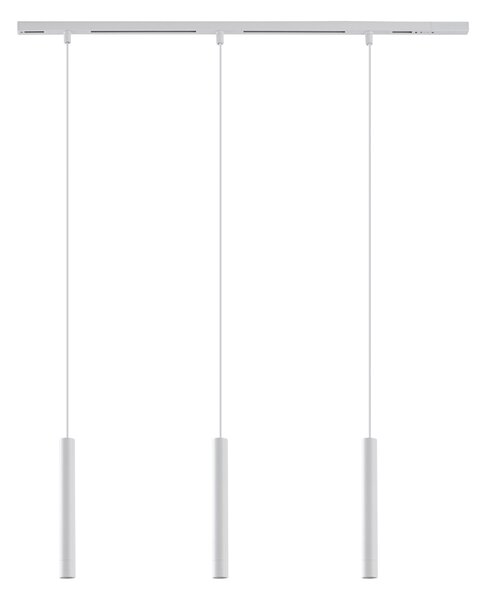 Modern sínrendszer 3 fehér függőlámpa foglalattal, 1 fázisú - Slimline Keno