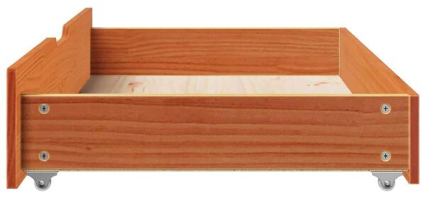 VidaXL 2 db viaszbarna tömör fenyőfa ágy alatti fiók 95 x 55 x 16 cm