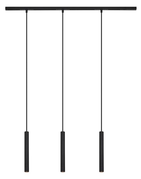 Modern sínrendszer 3 fekete függőlámpa foglalattal, 1 fázisú - Slimline Keno