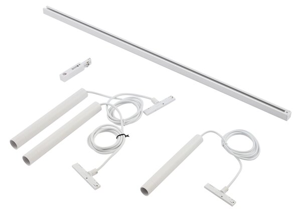 Modern sínrendszer 3 fehér függőlámpa foglalattal, 1 fázisú - Slimline Keno