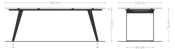 DELIFE Étkezőasztal Edge hajóformájú 240x120 cm kerámia Minas Melange fehér-bézs fém ferde fehér