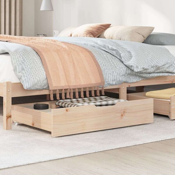 VidaXL 2 db tömör fenyőfa ágy alatti fiók kerekekkel 80 x 55 x 16 cm