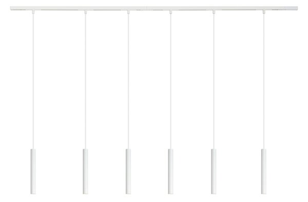 Modern sínrendszer 6 fehér függőlámpa foglalattal, 1 fázisú - Slimline Keno