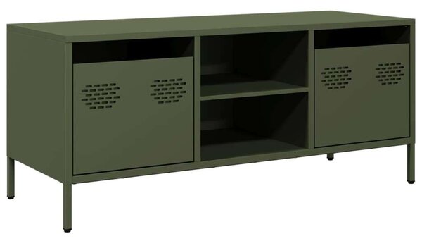 VidaXL Fém TV-szekrény - Olívazöld - 101,5x39x43,5 cm