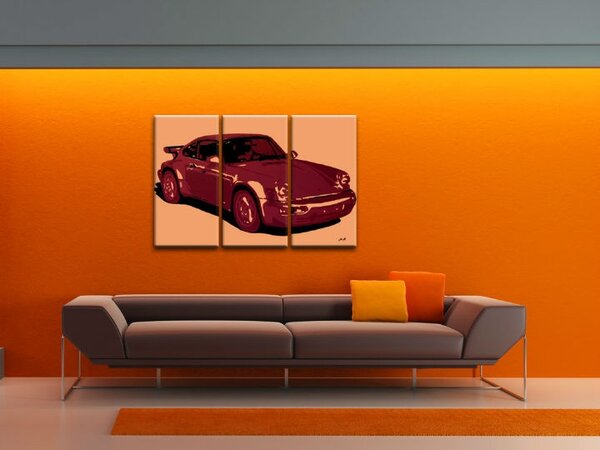 Kézzel festett POP Art festmény PORSCHE 911 3 darab por