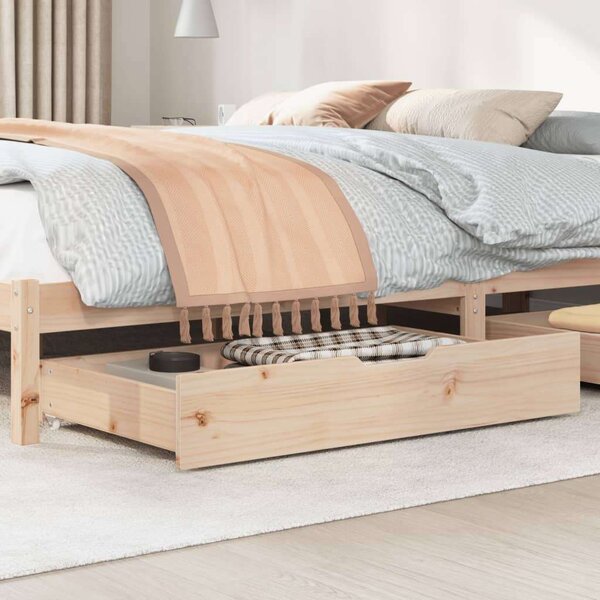 VidaXL 2 db tömör fenyőfa ágy alatti fiók kerékkel 90 x 55 x 16 cm