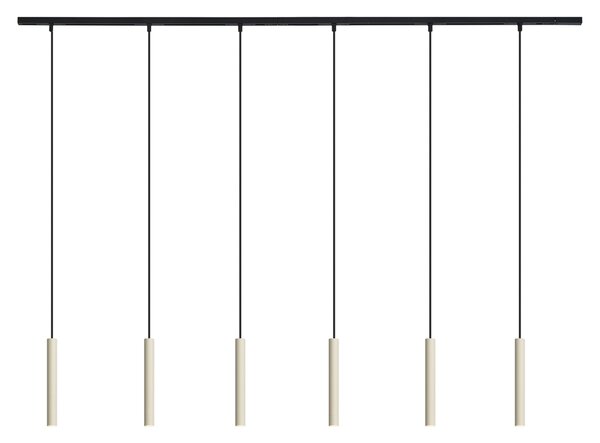 Modern sínrendszer 6 függőlámpa beépítéssel bézs és fekete színben 1 fázisú - Slimline Keno