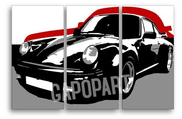 Kézzel festett POP Art festmény PORSCHE 911 3 darab por5