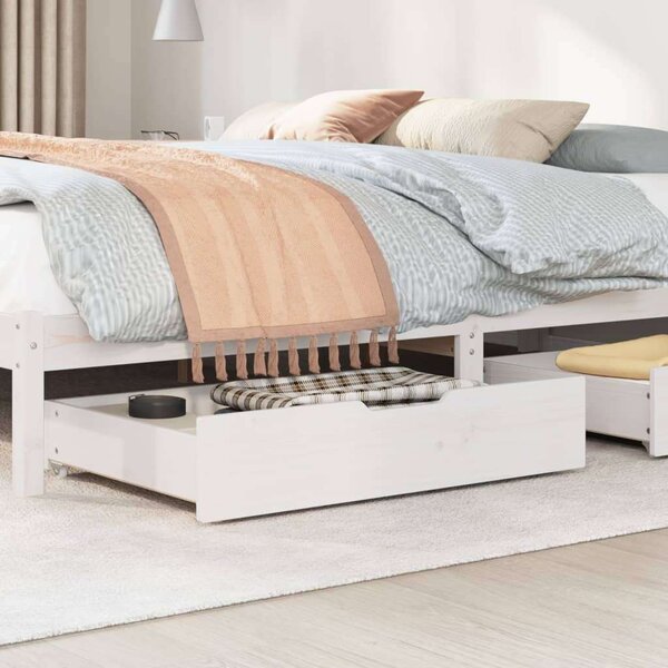 VidaXL 2 db fehér tömör fenyőfa ágy alatti fiók 80 x 55 x 16 cm