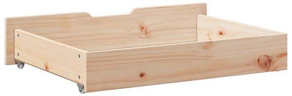 VidaXL 2 db tömör fenyőfa ágy alatti fiók kerekekkel 80 x 55 x 16 cm