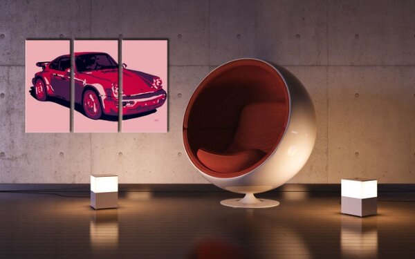 Kézzel festett POP Art festmény PORSCHE 911 3 darab por3