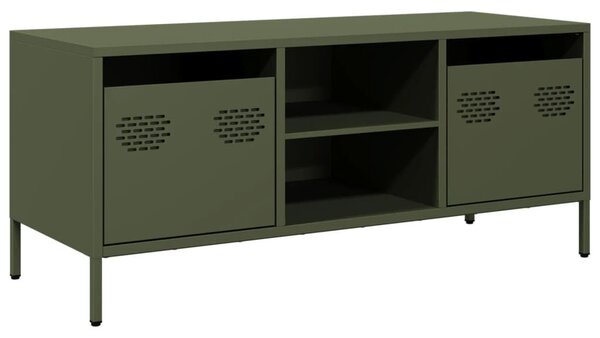 VidaXL Fém TV-szekrény - Olívazöld - 101,5x39x43,5 cm