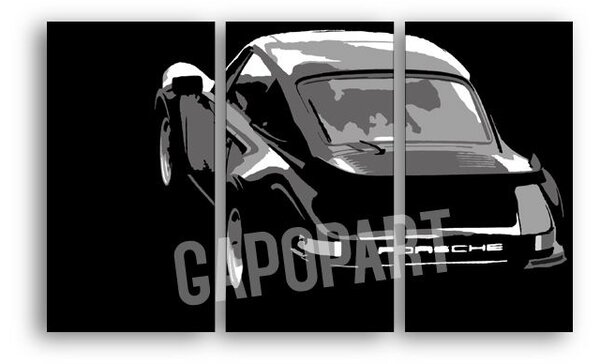 Kézzel festett POP Art festmény PORSCHE 911 3 darab por4