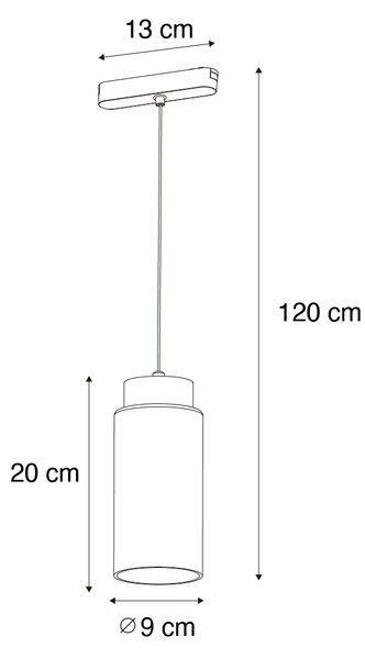 Modern fekete függeszték lámpa sínrendszerhez 1 fázisú, LED-del - Magnetic Vance