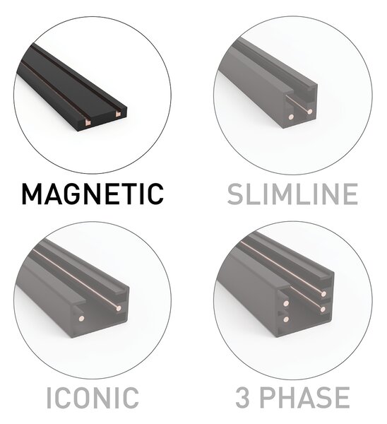 Modern fekete spotlámpa 1 fázisú sínrendszerhez 9W 3000K - Magnetic Gert