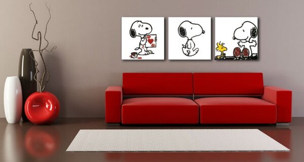 Kézzel festett POP Art festmény SNOOPY 3 darab snoopy