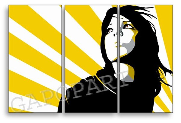 Kézzel festett POP Art festmény Nő a SUN-ban 3 rész ws