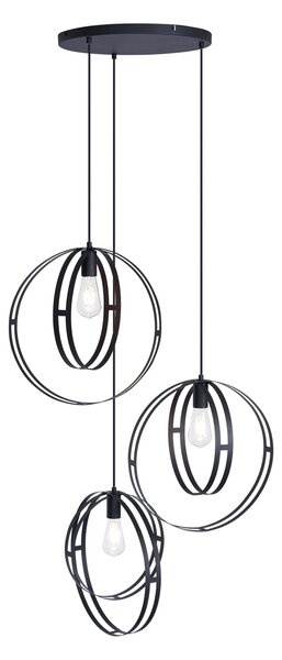 Design függőlámpa fekete kerek 3-lámpás - Indu