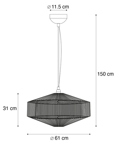 Japandi függőlámpa barna kötél 61cm - Svea