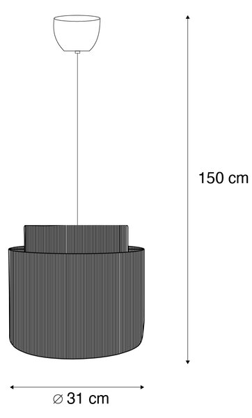 Japandi függőlámpa fekete barna kötéllel 31cm - Smilla