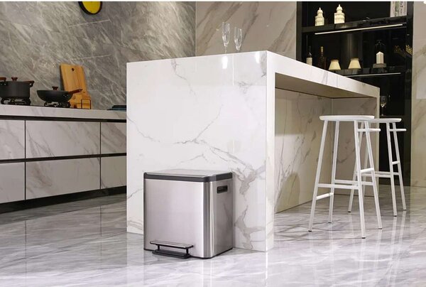 EKO EcoCasa Pedálos Szemetes - Rozsdamentes Acél - 30 Liter