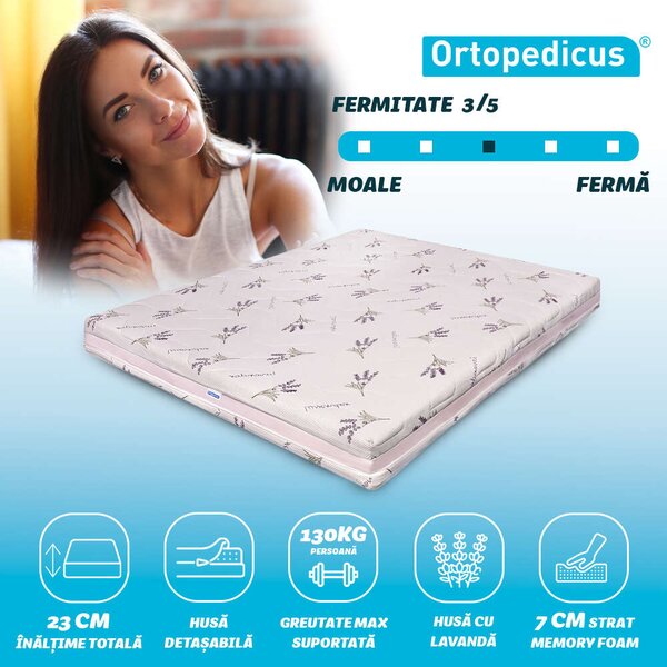 Ortopéd ágybetét, Memory HD 15+7+1, Levendula Wellness, rugós, 150 x 190