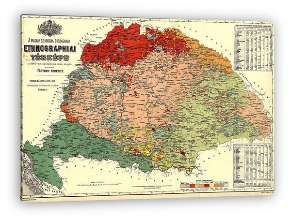 Nagy- Magyarország etnográfiai térképe (vászonkép)