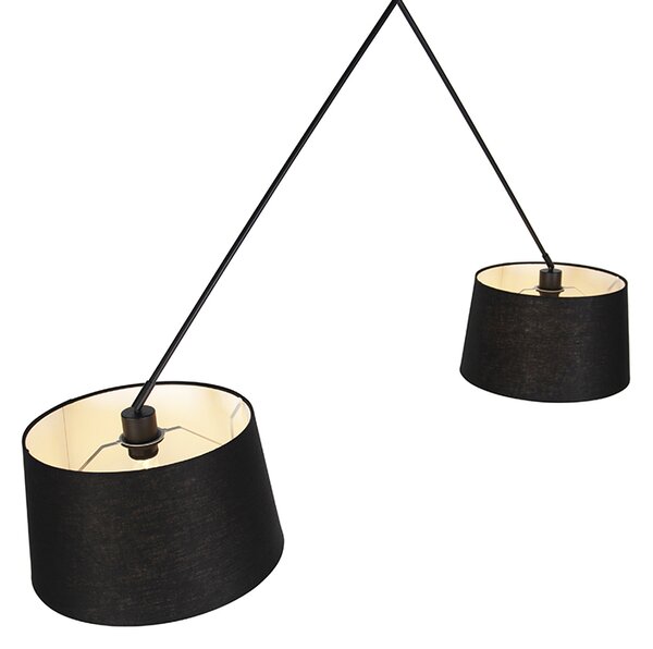 Függőlámpa fekete lenvászon árnyékolókkal fekete 35 cm 2-lámpás - Blitz