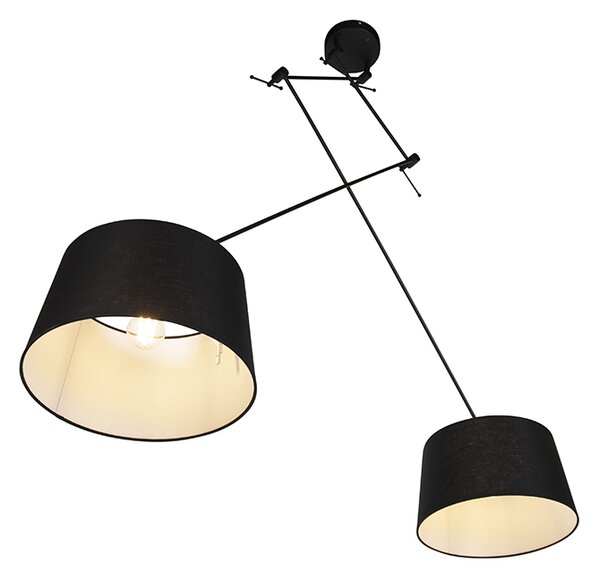 Függőlámpa fekete lenvászon árnyékolókkal fekete 35 cm 2-lámpás - Blitz