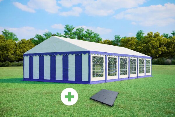 SZETT: Party sátor 6x12 m STANDARD - sátor + műanyag padló szín kék-fehér