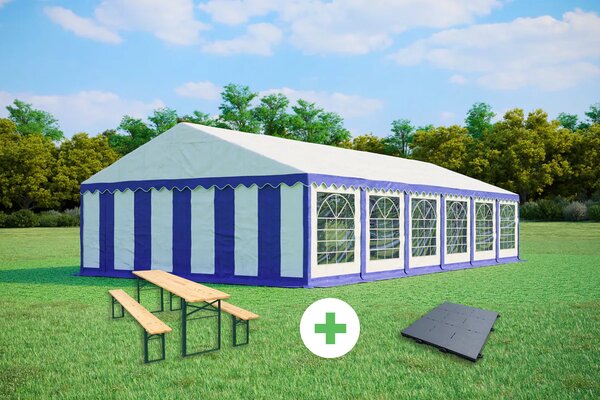 SZETT: Party sátor 6x12 m PREMIUM - sörpad szettek + padló szín fehér