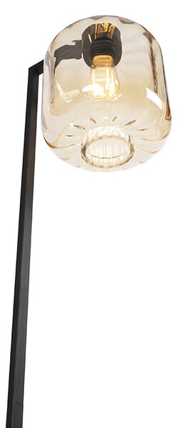 Design állólámpa fekete borostyánüveggel - Qara Down