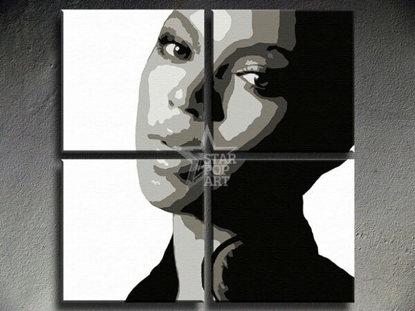 Kézzel festett POP Art festmény BEYONCÉ 4 darabos bey