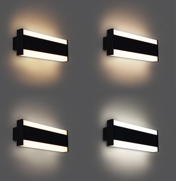 Modern fekete fali lámpa 30 cm LED CCT IP54-gyel - Vanya