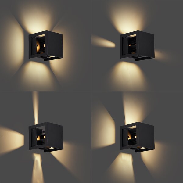 Modern fekete fali lámpa LED-del IP44 - Edwin Quadro