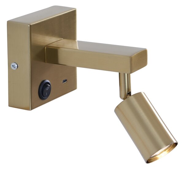 Modern arany fali lámpa USB-C csatlakozóval, dönthető - Rex