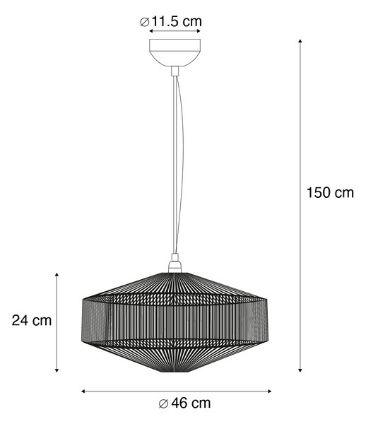 Japandi függőlámpa barna kötél 46cm - Svea