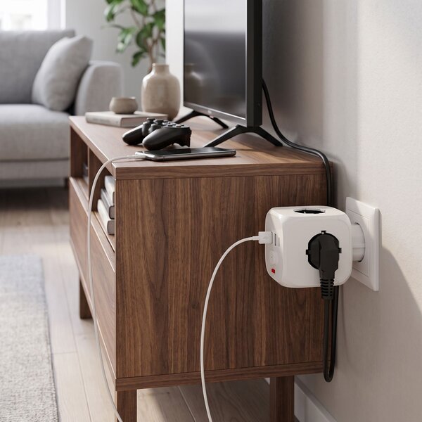 Toolight Toolight, JNH019, 7 az 1-ben elosztó, 3 aljzat + 2× USB-A + 2× USB-C, fehér, OSW-56305