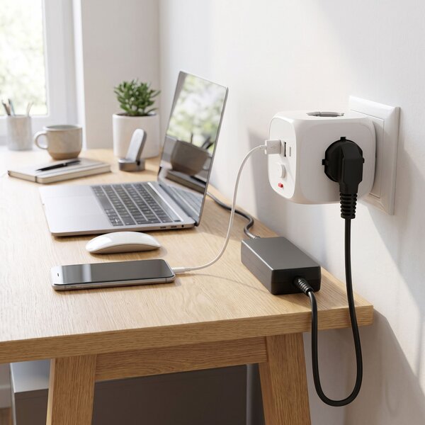 Toolight Toolight, JNH019, 7 az 1-ben elosztó, 3 aljzat + 2× USB-A + 2× USB-C, fehér, OSW-56305