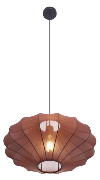 Japandi függőlámpa barna színben, szöveternyővel, 50 cm - Plu