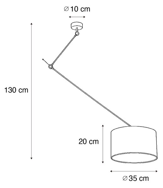 Fekete függőlámpa taupe színű bársonyernyővel 35 cm - Blitz