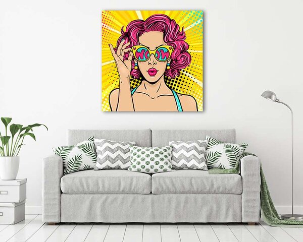 WOW Pop Art - Vörös nő napszemüvegben (vászonkép)