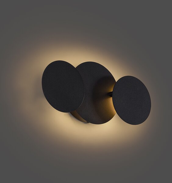 Modern fekete fali lámpa LED-del, 3 lépésben dimmelhető, 3-lámpás - Sunrise