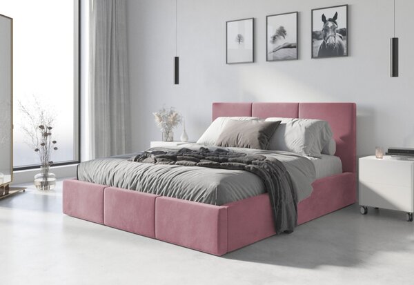 HILTON kárpitozott ágy, 140x200, rózsaszín