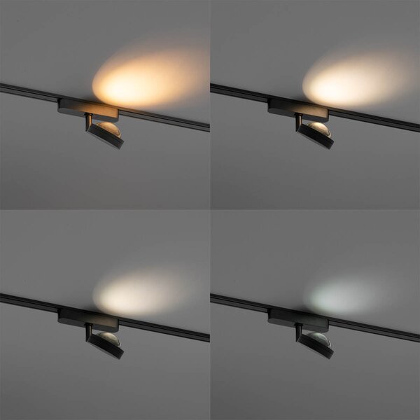 Modern fekete spotlámpa 1 fázisú sínrendszerhez, LED-es, elforgatható és dönthető - Magnetic Lance