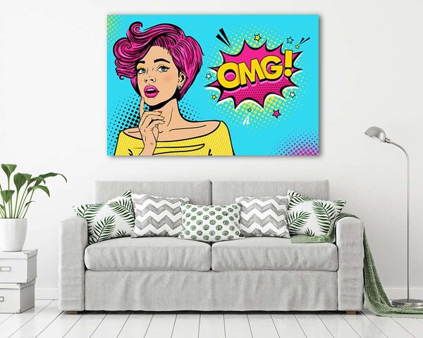 Pop Art - Vörös nő OMG (vászonkép)