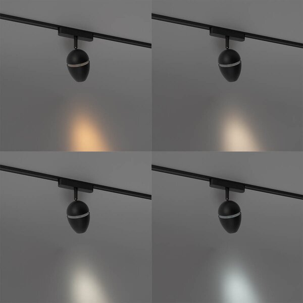 Modern fekete spotlámpa 1 fázisú sínrendszerhez, LED-del - Magnetic Eggy