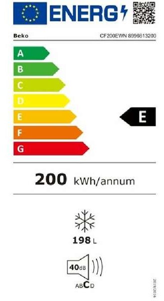 Beko CF200EWN Fagyasztószekrény, 198L, M: 84.5, MinFrost®, E energiaosztály (8996613200)